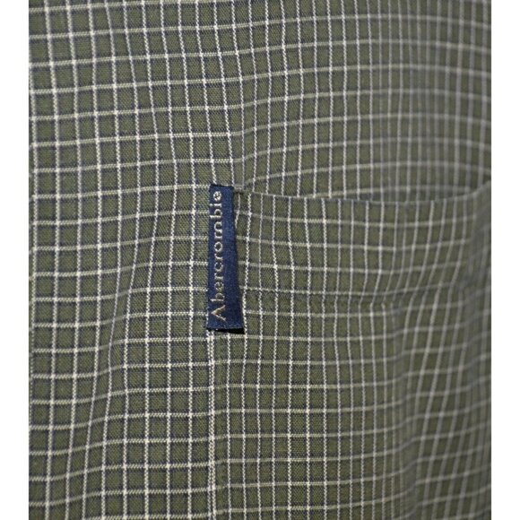Abercrombie Fitch Shirt Men's XL Olive Green Button Up Plaid Vintage 90's Y2K - Picture 4 of 9